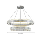 Lustre moderne glamour à double anneau de verre et LED