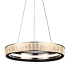 Lustre élégant à LED en cristal et anneaux dorés de luxe