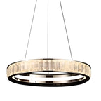 Lustre élégant à LED en cristal et anneaux dorés de luxe