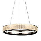 Lustre élégant à LED en cristal et anneaux dorés de luxe