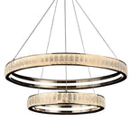 Lustre élégant à LED en cristal et anneaux dorés de luxe