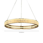 Lustre élégant à LED en cristal et anneaux dorés de luxe