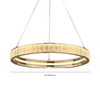 Lustre élégant à LED en cristal et anneaux dorés de luxe