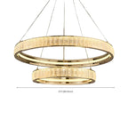 Lustre élégant à LED en cristal et anneaux dorés de luxe