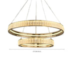 Lustre élégant à LED en cristal et anneaux dorés de luxe