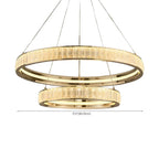 Lustre élégant à LED en cristal et anneaux dorés de luxe