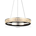 Lustre élégant à LED en cristal et anneaux dorés de luxe