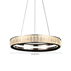 Lustre élégant à LED en cristal et anneaux dorés de luxe