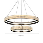 Lustre élégant à LED en cristal et anneaux dorés de luxe