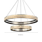 Lustre élégant à LED en cristal et anneaux dorés de luxe