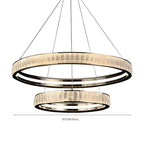 Lustre élégant à LED en cristal et anneaux dorés de luxe