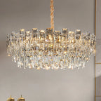 Lustre rond glamour en métal et cristal