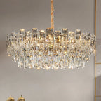 Lustre rond glamour en métal et cristal