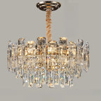 Lustre rond glamour en métal et cristal