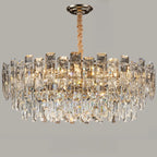 Lustre rond glamour en métal et cristal