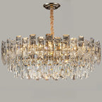 Lustre rond glamour en métal et cristal
