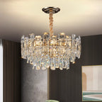 Lustre rond glamour en métal et cristal