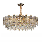 Lustre rond glamour en métal et cristal