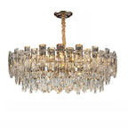 Lustre rond glamour en métal et cristal