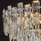 Lustre rond glamour en métal et cristal