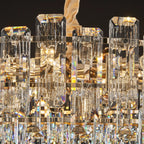 Lustre rond glamour en métal et cristal