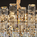 Lustre rond glamour en métal et cristal
