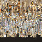 Lustre rond glamour en métal et cristal
