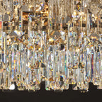 Lustre rond glamour en métal et cristal