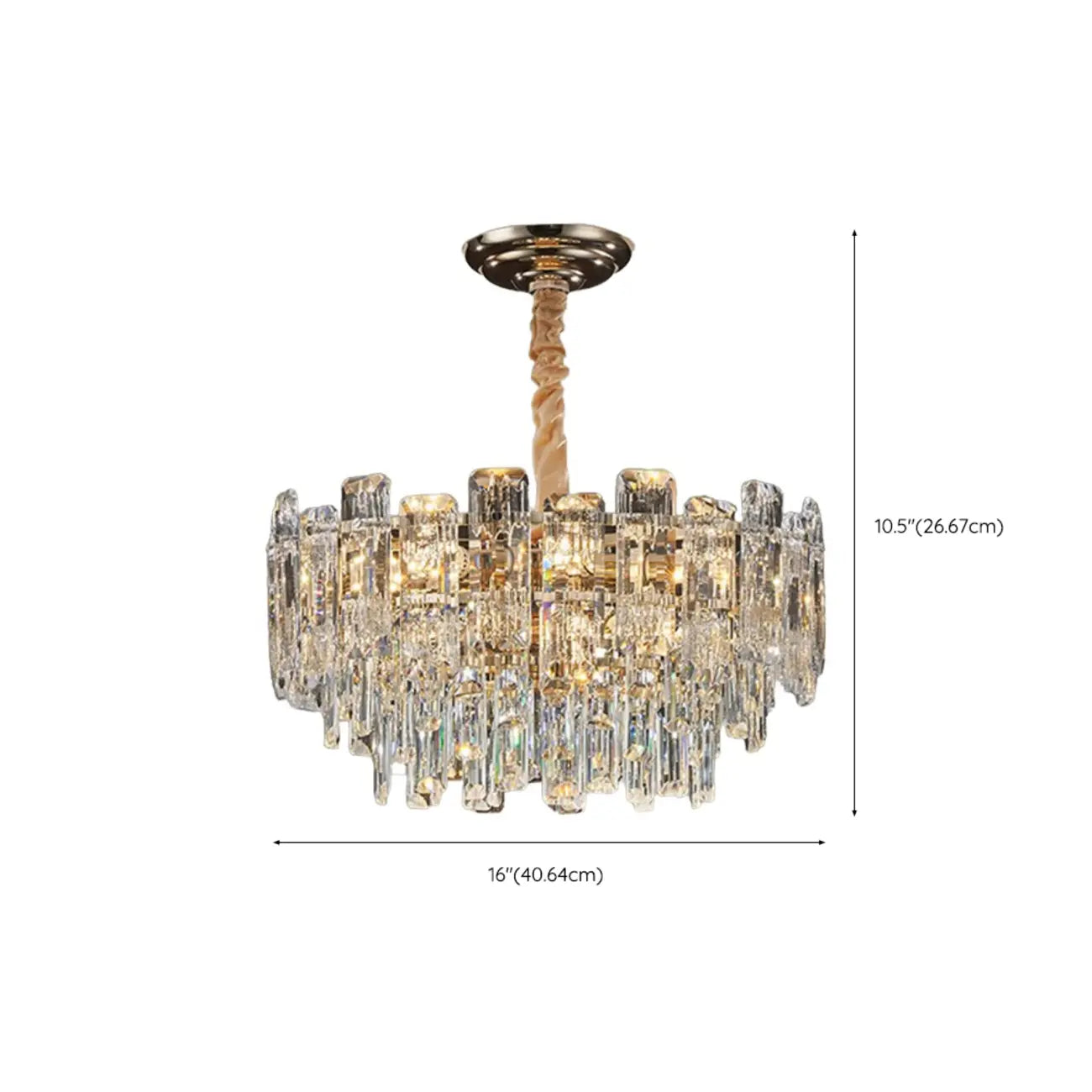 Lustre rond glamour en métal et cristal