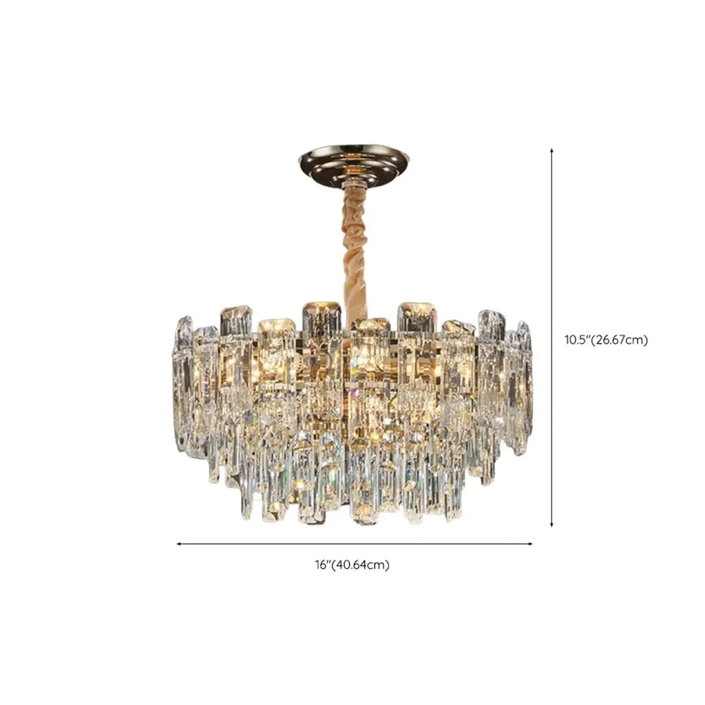 Lustre rond glamour en métal et cristal