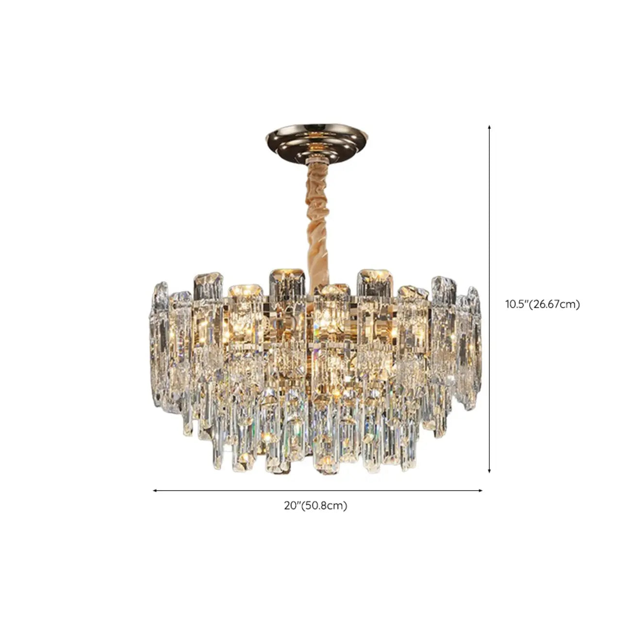 Lustre rond glamour en métal et cristal