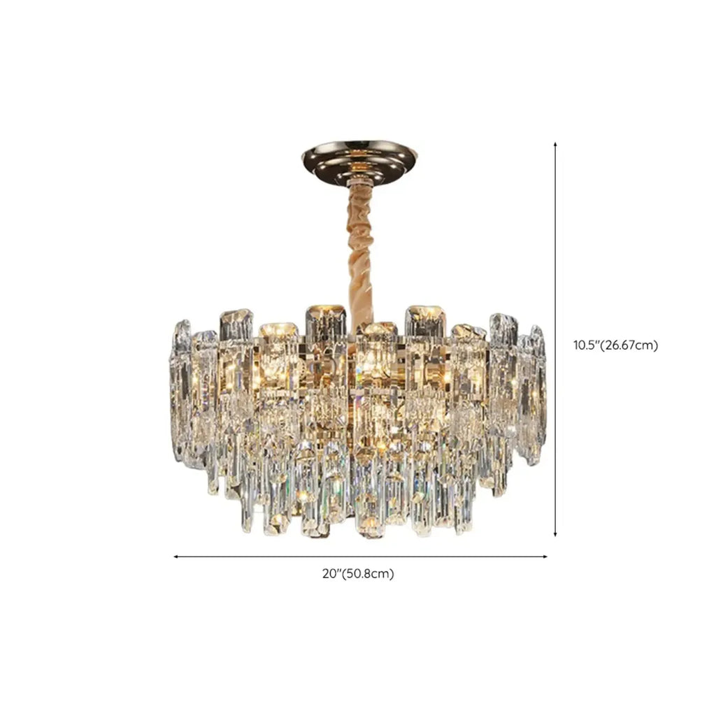 Lustre rond glamour en métal et cristal