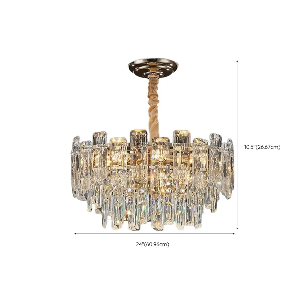 Lustre rond glamour en métal et cristal