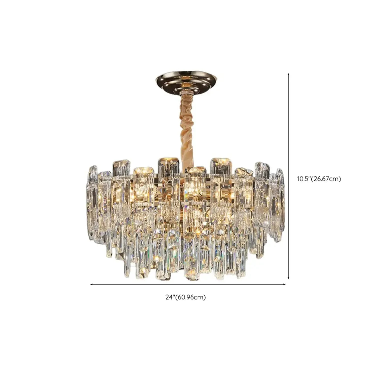 Lustre rond glamour en métal et cristal