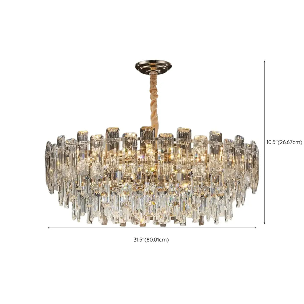 Lustre rond glamour en métal et cristal
