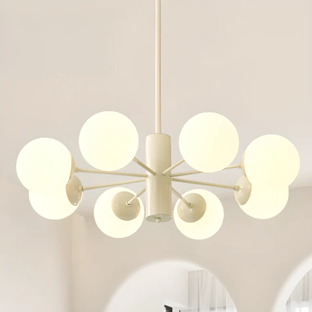 Lustre Sputnik minimaliste en verre sphérique blanc