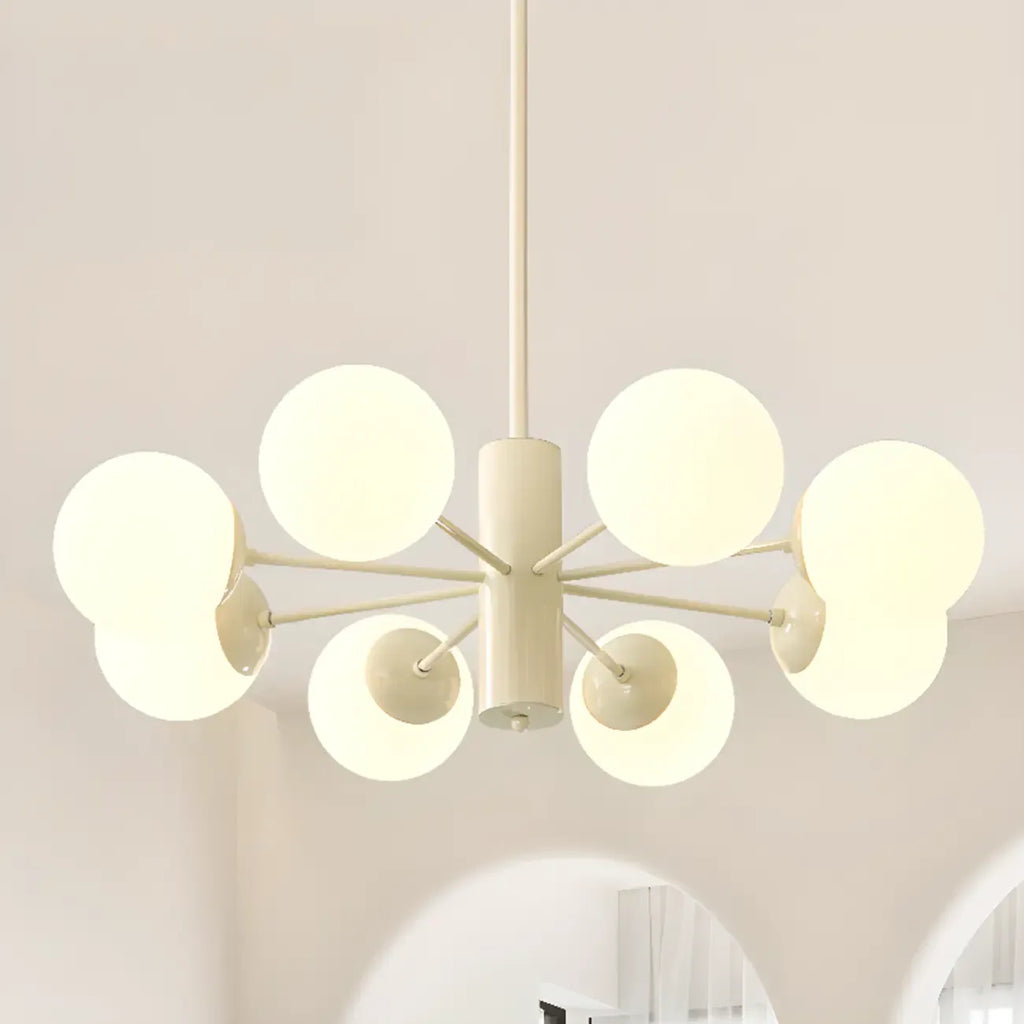 Lustre Sputnik minimaliste en verre sphérique blanc
