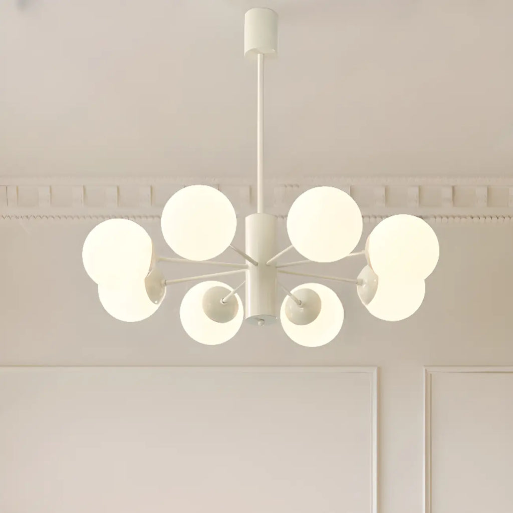 Lustre Sputnik minimaliste en verre sphérique blanc