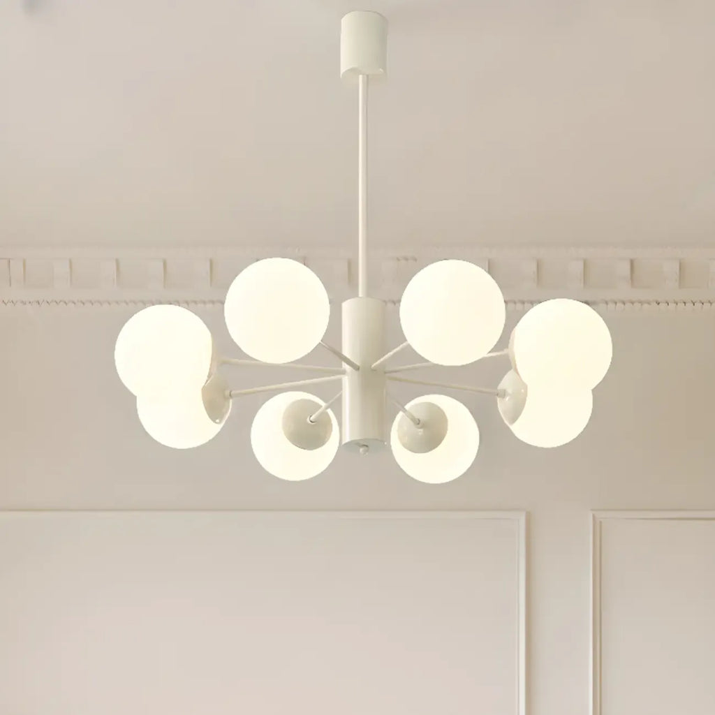Lustre Sputnik minimaliste en verre sphérique blanc