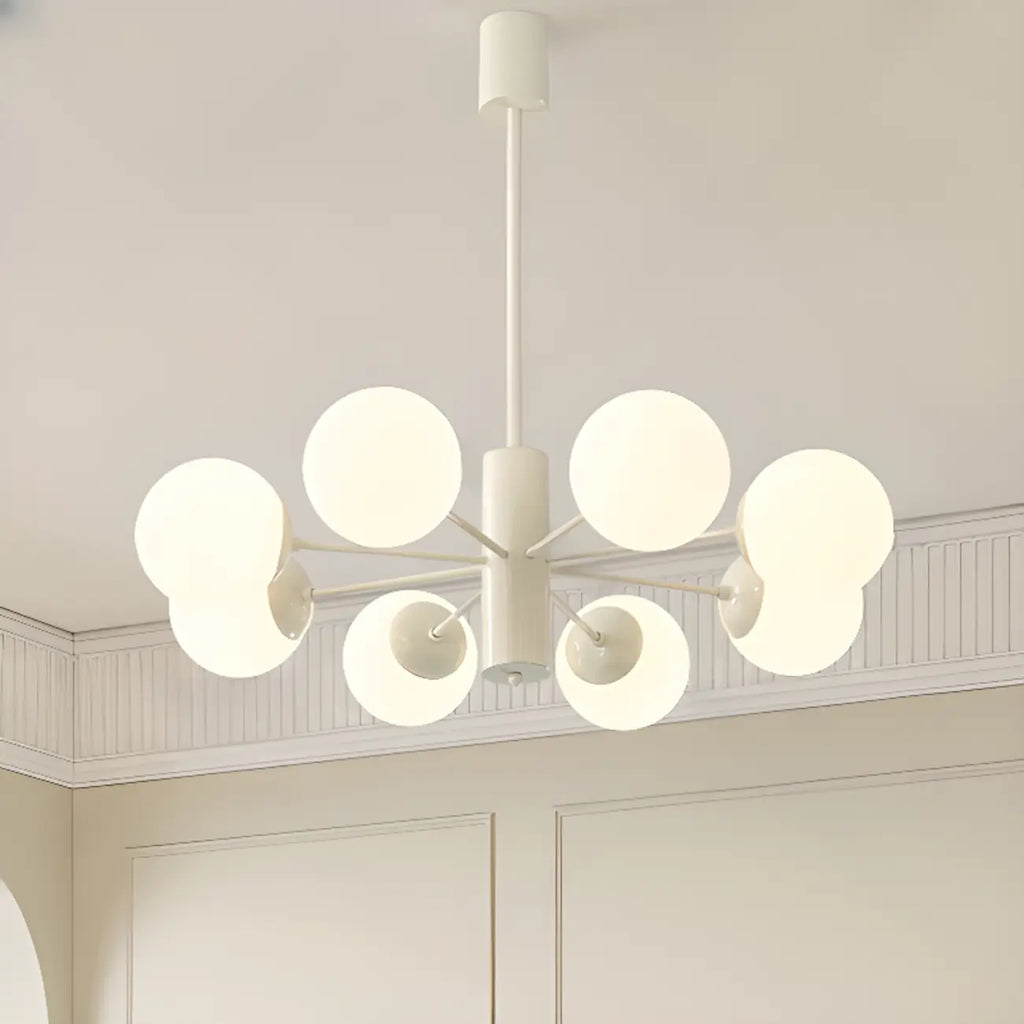 Lustre Sputnik minimaliste en verre sphérique blanc