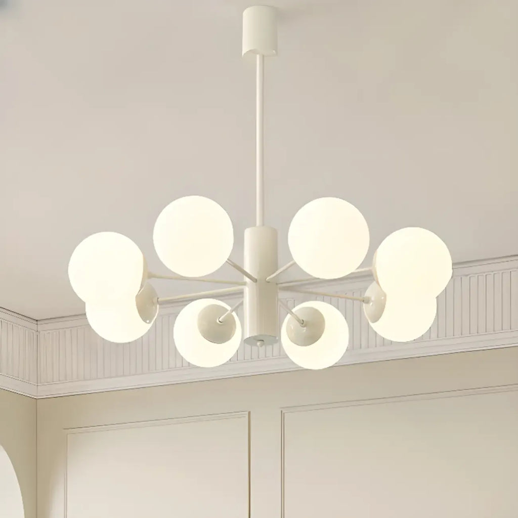 Lustre Sputnik minimaliste en verre sphérique blanc