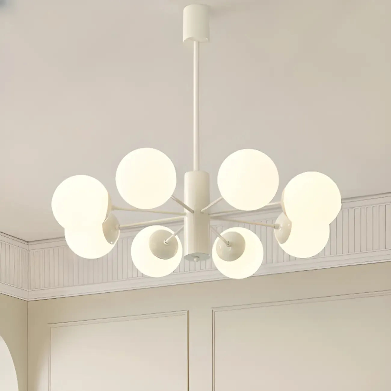 Lustre Sputnik minimaliste en verre sphérique blanc