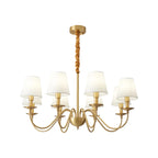 Lustre classique doré avec abat-jour élégant en tissu blanc