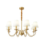 Lustre classique doré avec abat-jour élégant en tissu blanc
