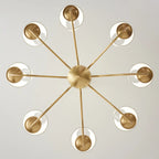 Lustre classique doré avec abat-jour élégant en tissu blanc
