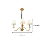 Lustre classique doré avec abat-jour élégant en tissu blanc