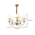 Lustre classique doré avec abat-jour élégant en tissu blanc