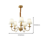 Lustre classique doré avec abat-jour élégant en tissu blanc