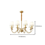 Lustre classique doré avec abat-jour élégant en tissu blanc