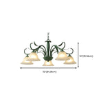 Lustre élégant en métal vert nordique avec abat-jour en verre cloche et lustre en verre élégant.